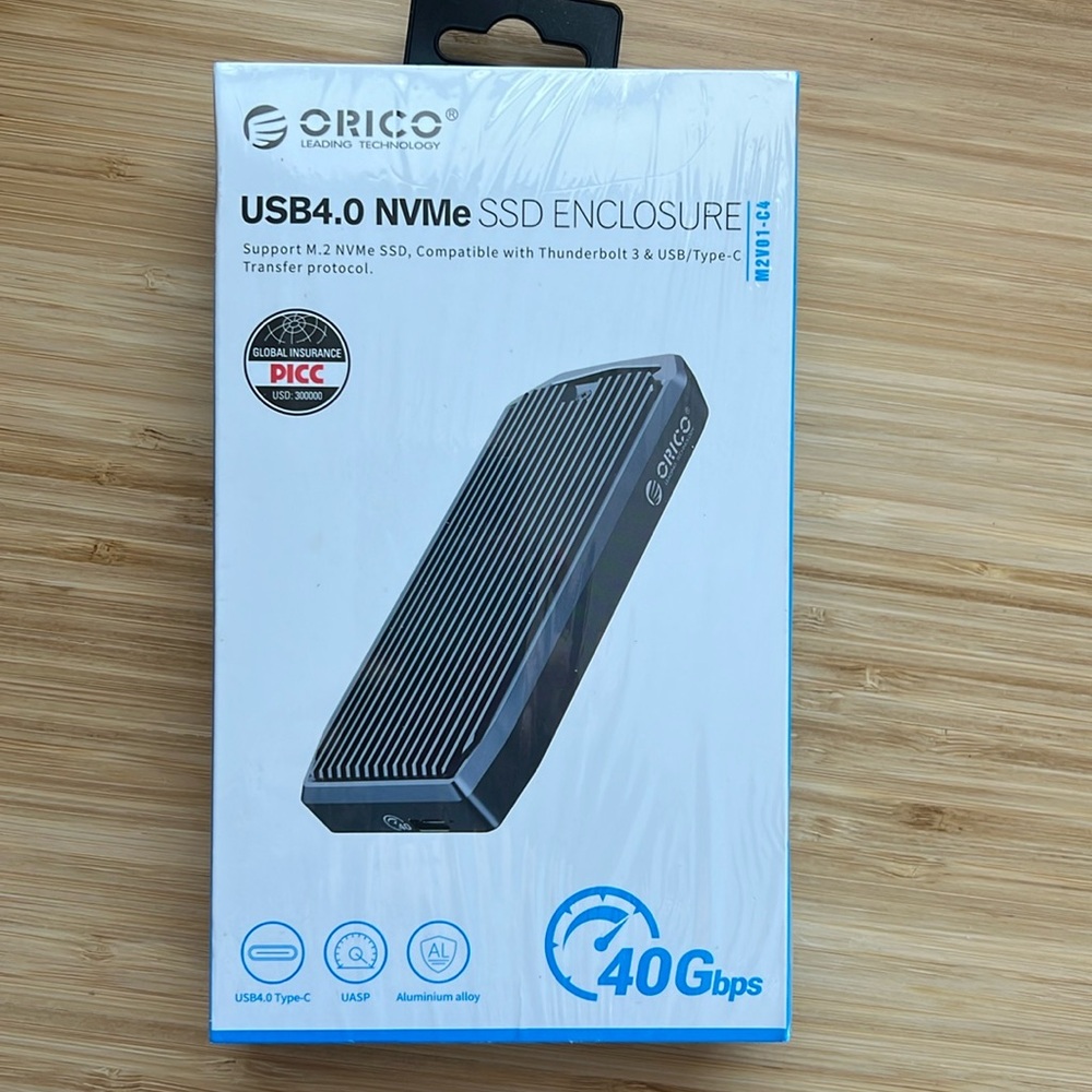 ORICO M.2 Enclosure for NVMe SSD, USB4.0 40Gbps Type-C to M Key B+M Key 2280 Alu